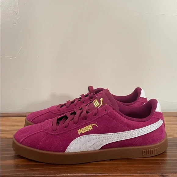Puma Club II Trainers Sneakers Women’s Size 10 Berry/White/Gold NEW! - Picture 11 of 15